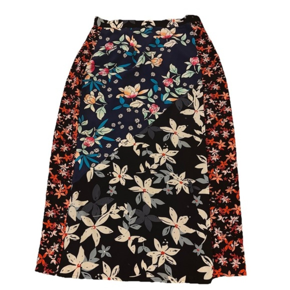 Yumi Kim high waisted black floral Midi Skirt‎ Size S